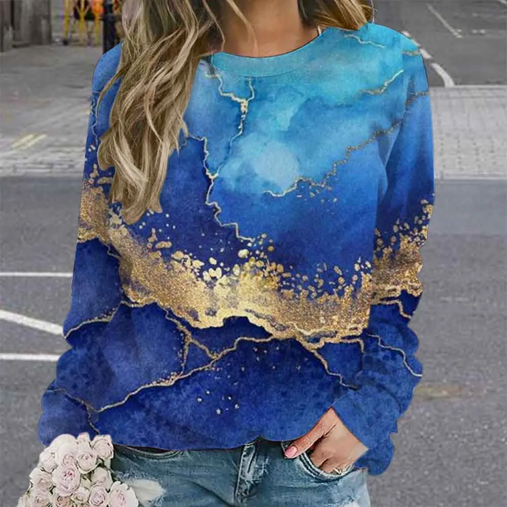 Women's Tie-dye Retro Printing 3D Digital Printing Sweater - Ylwyxps048-Xxl