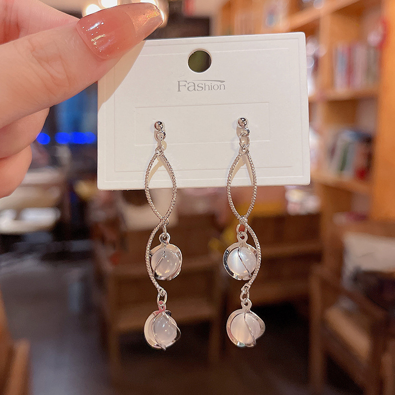 Women's Fashion Silver Needle Long Fringe Earrings