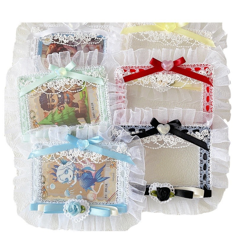 Vintage Coffee Lace Trim Card Holder - Compact Leather Style Wallet for Women - Portable Credit Card Case — foto 2