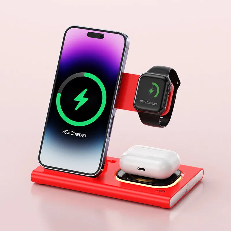 3 IN 1 15W Wireless Charging Charger Magnetic Desktop Night Light Iwatch Fast Charging Stand Gift Customization – image 8