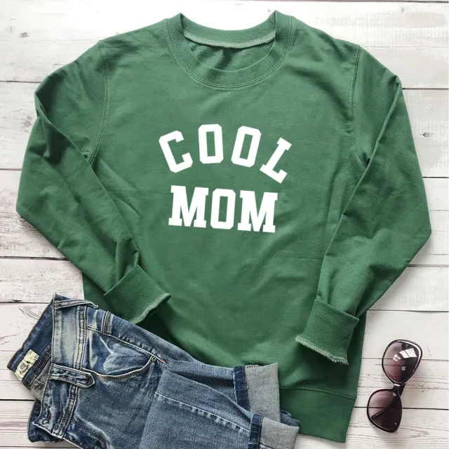 Cool MOM Pure Letter Printing New Long Sleeve Sweater Green - Shop at LoveMi