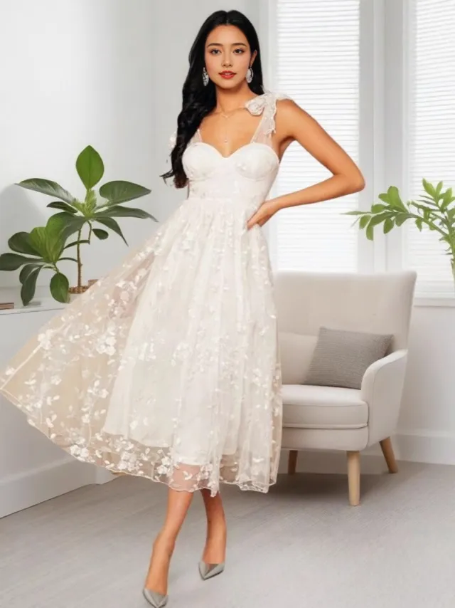Strapless Evening Gown With A Bow Detail Elegant Dress White - Shop at LoveMi