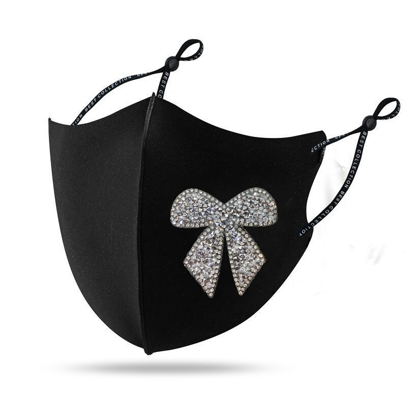 Women's Mask Diamond Shiny Diamond Bow Creative Pattern Sun Block Dustproof Warm - Picture 10 of 22
