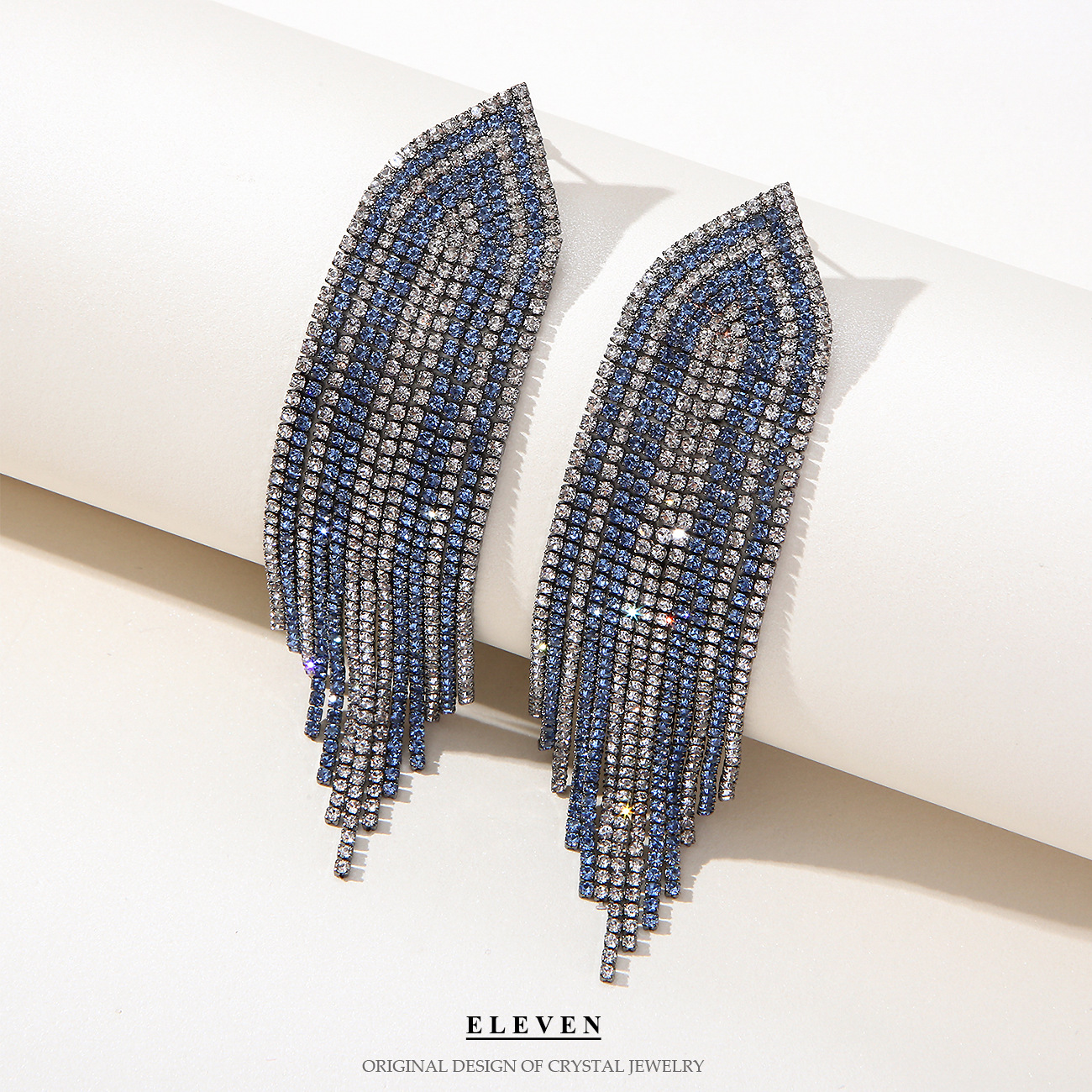 Geometric Two-tone Diamond-studded Tassel Earrings Exaggeration