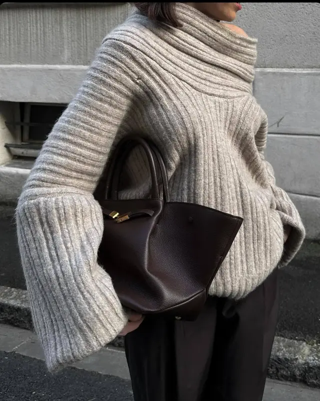 Women's Fashion Loose Casual Knitwear Sweater Apricot - Shop at LoveMi