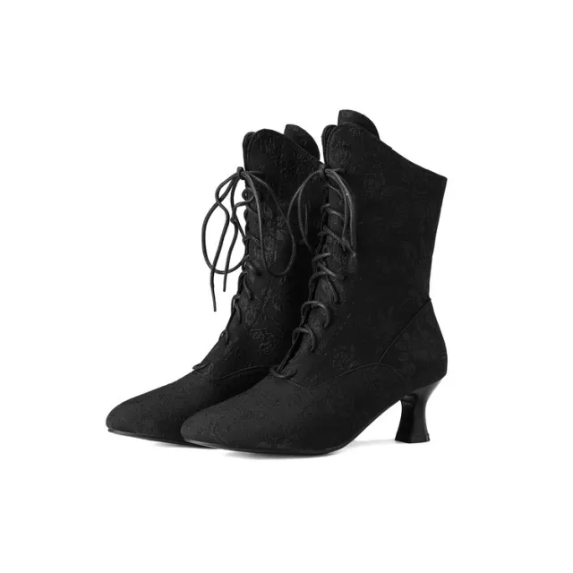 Autumn And Winter Kitten Heels With Pointed Fashion Boots Black - Shop at LoveMi