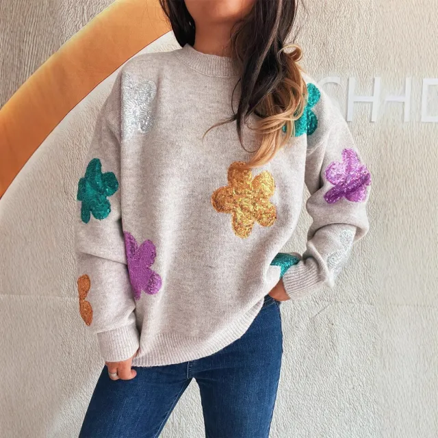 Casual And Sweet Knitwear Loose And Warm Women's Sweater Gray - Shop at LoveMi