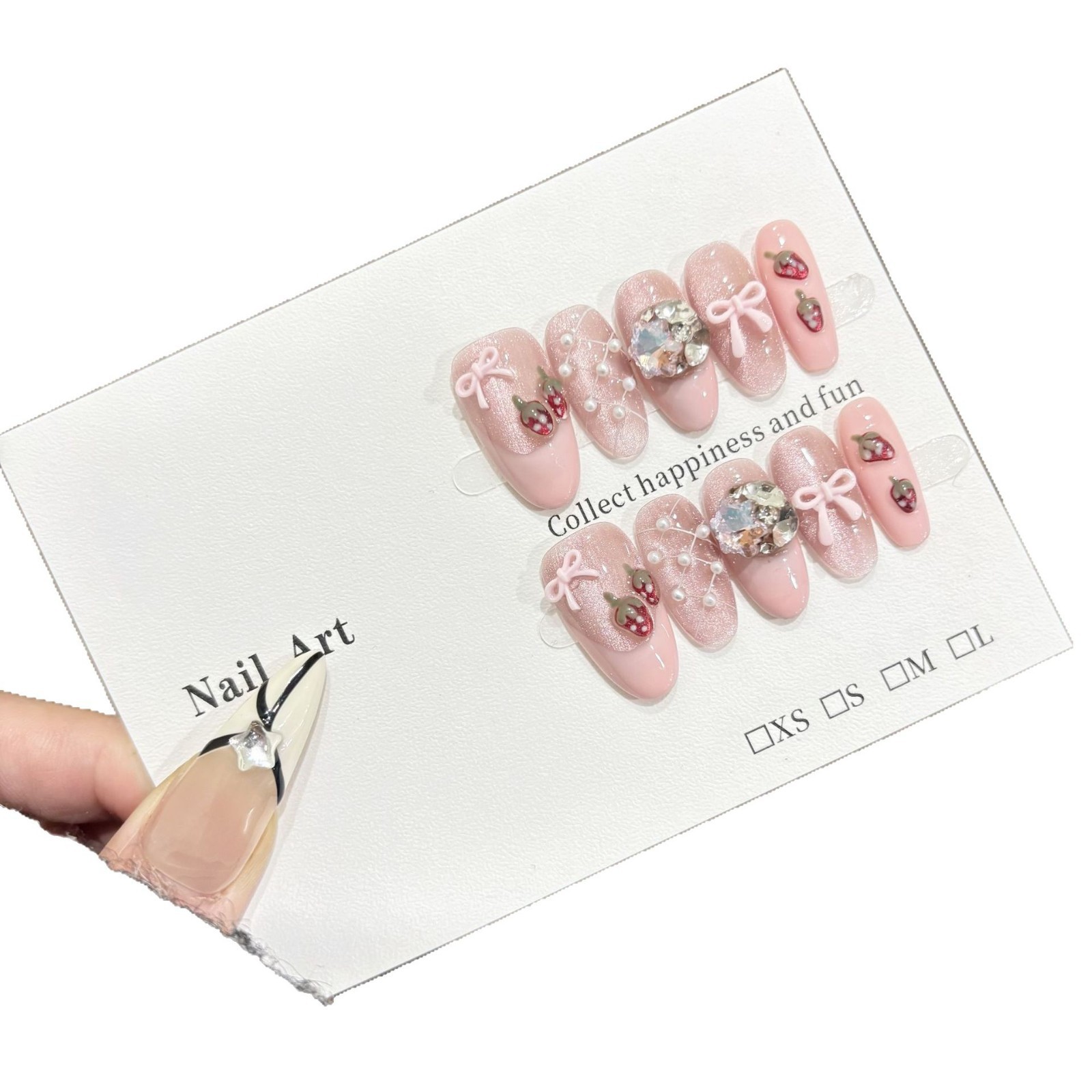 Cute French-style Cat-eye Nail Stickers For A Charming Manicure