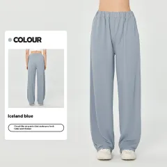 Women's Fashion Loose Casual Slim-fit Draping Double Pockets Yoga Pants - Dark Blue - View 1
