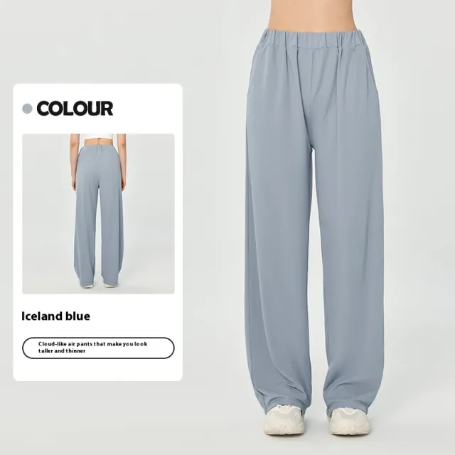 Women's Fashion Loose Casual Slim fit Draping Double Pockets Yoga Pants Dark Blue - Shop at LoveMi