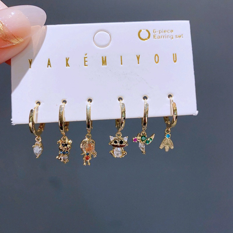 European And American Fashion Color Zircon Earrings
