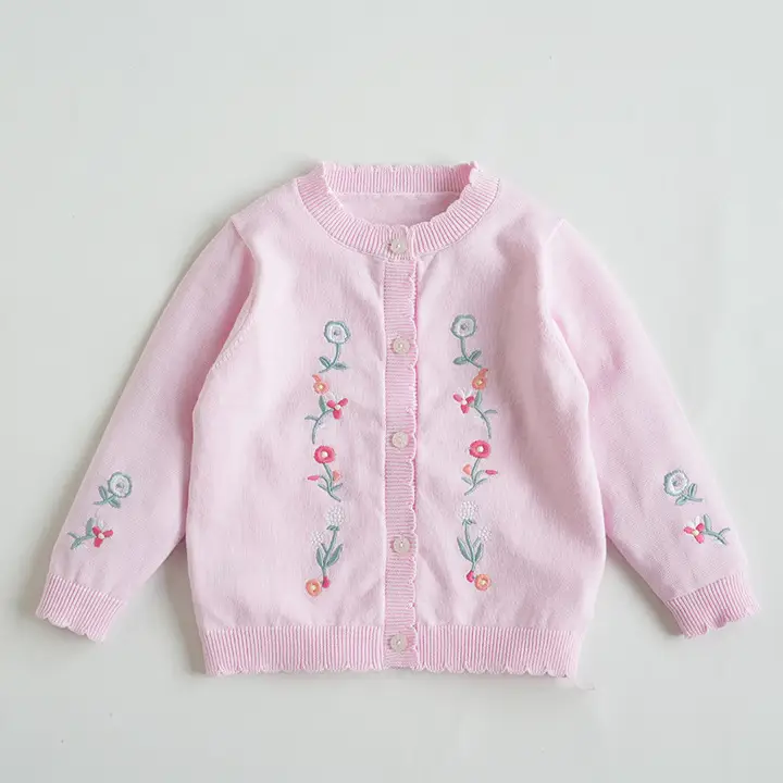 Lightweight Embroidered Floral Cardigan For Girls