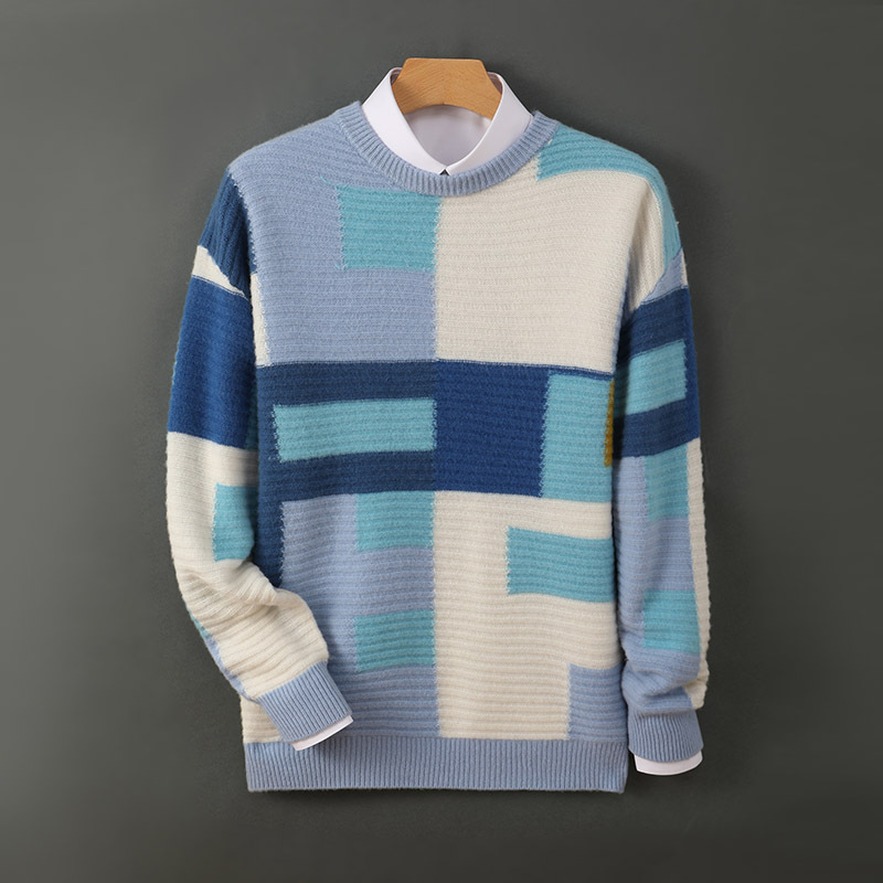 Cashmere Sweater Men's Loose Round Neck Multicolor - Image 6