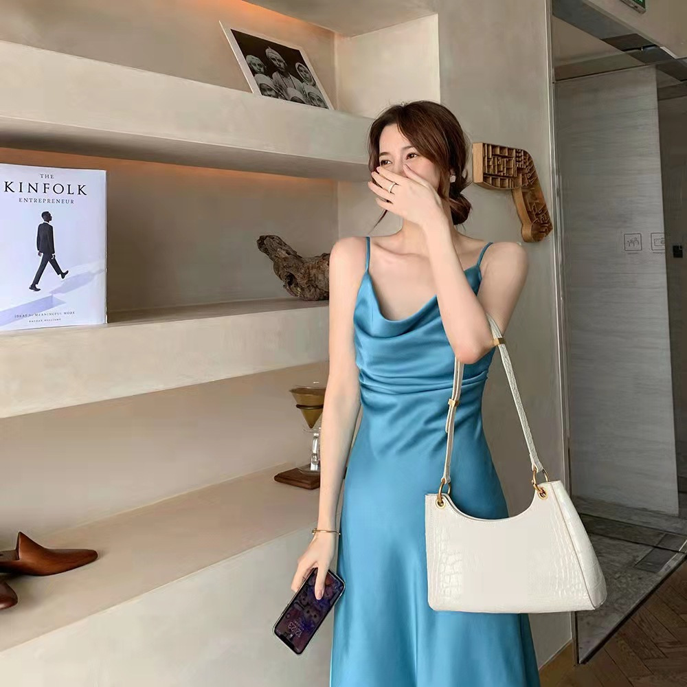 Summer New Satin Off-Shoulder Slip Dress For Women