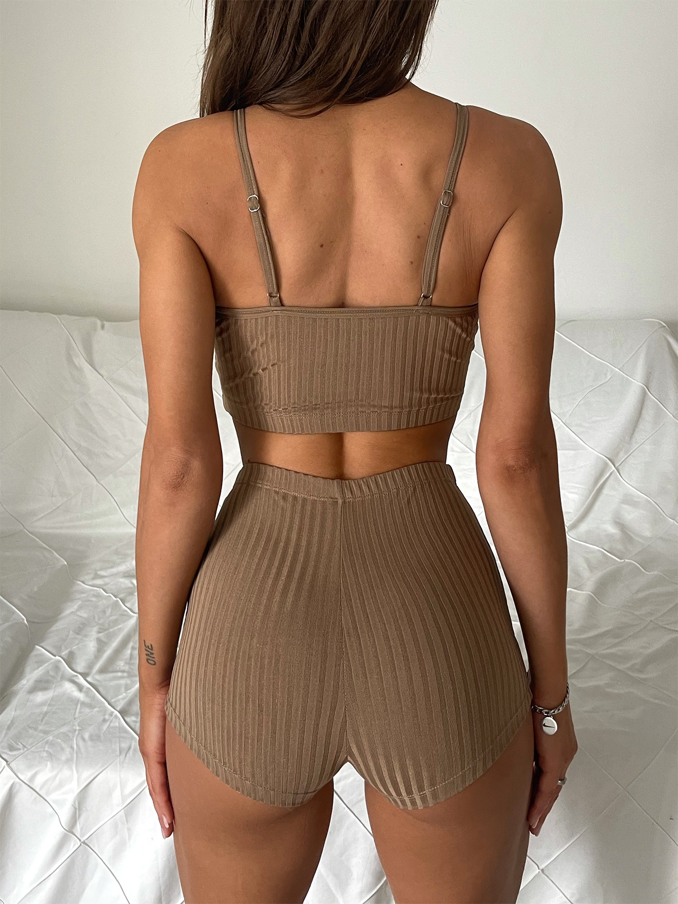 Solid Color Boxer Thread Fabric Bikini