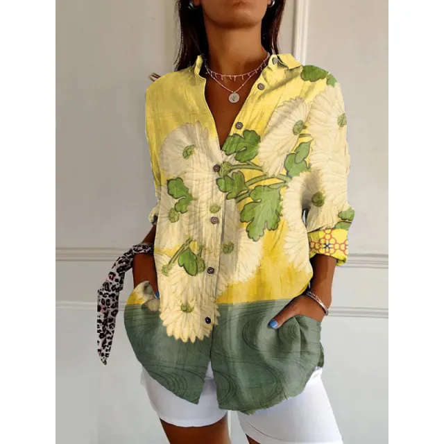 Womens Trendy Long sleeve Printed Maxi Shirt Ypm934 17 3Xl - Shop at LoveMi