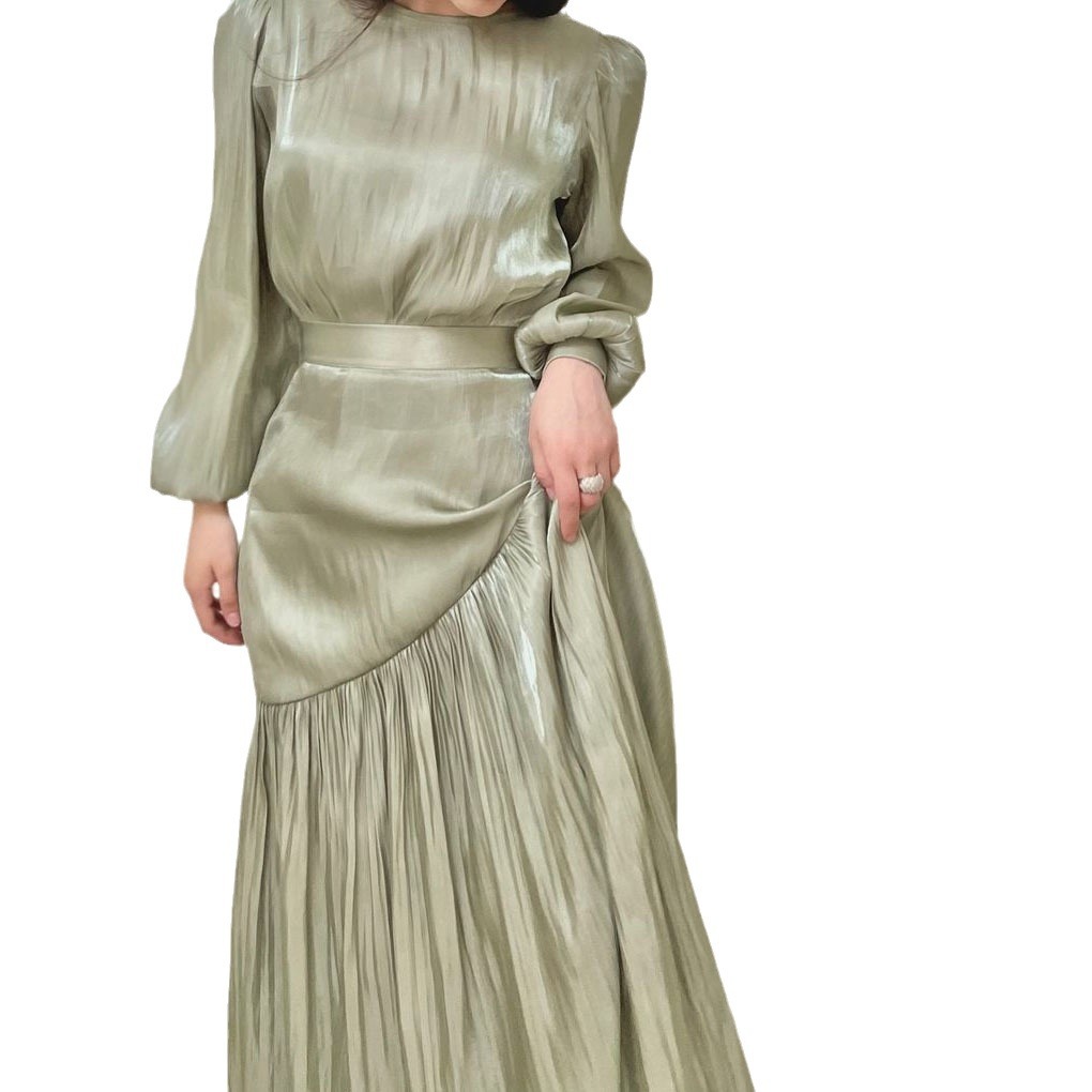 Pleated Lace-Up A-Line Dress, picture 4 of 6