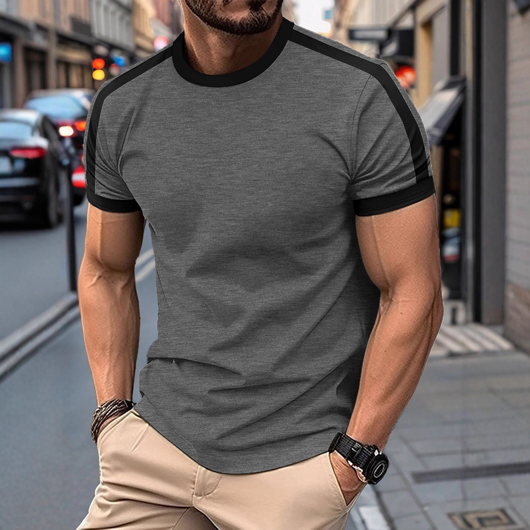 Mens Casual Short-sleeve Sports T-shirt