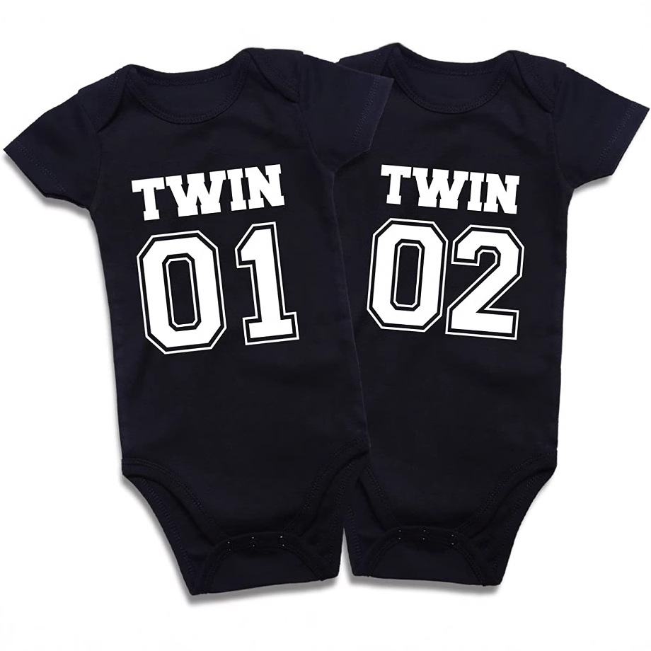 Cotton Baby Onesies 2-Pack - Short Sleeve Bodysuit for Newborn Twins - Soft Infant Clothing