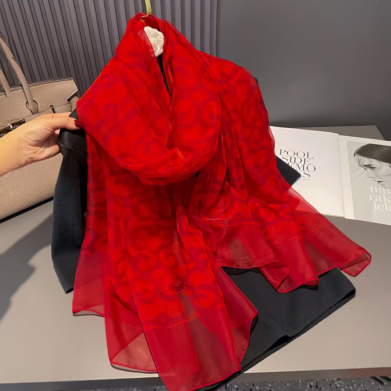 Printed Sun-protective Silk Scarf For Women