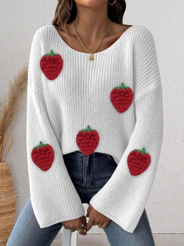 Women's Simple Loose Off Shoulder Off the shoulder Flared Sleeves Sweater White - Shop at LoveMi