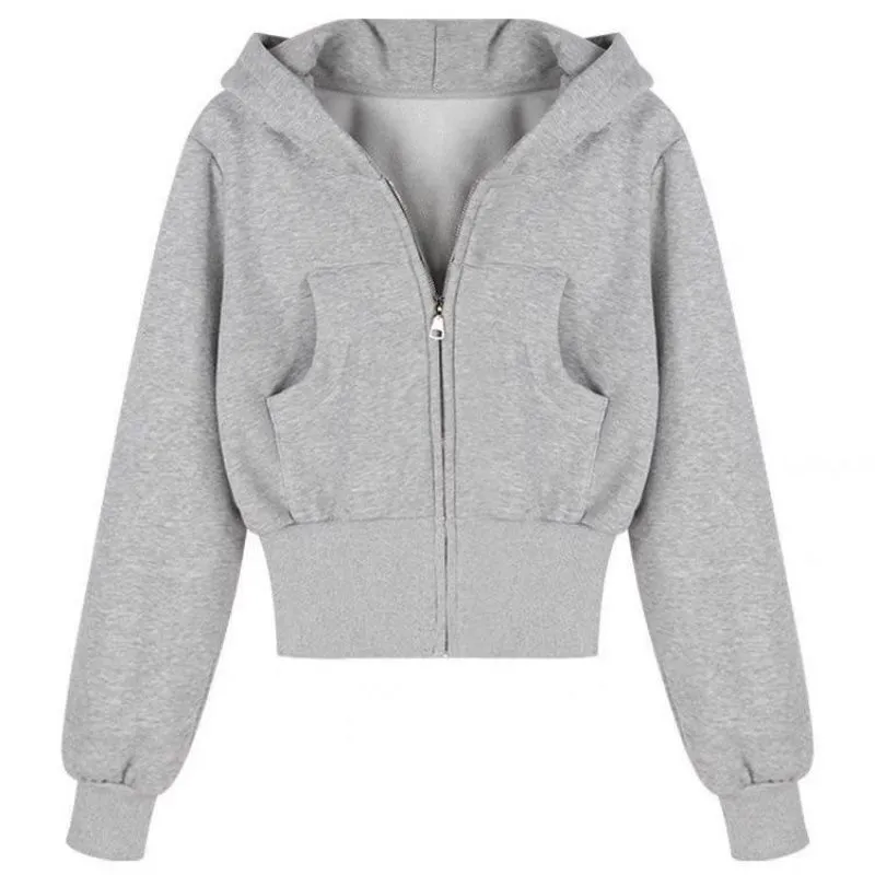 Long Sleeve Autumn And Winter Waist Trimming Coat Cardigan Top - Gray Thin