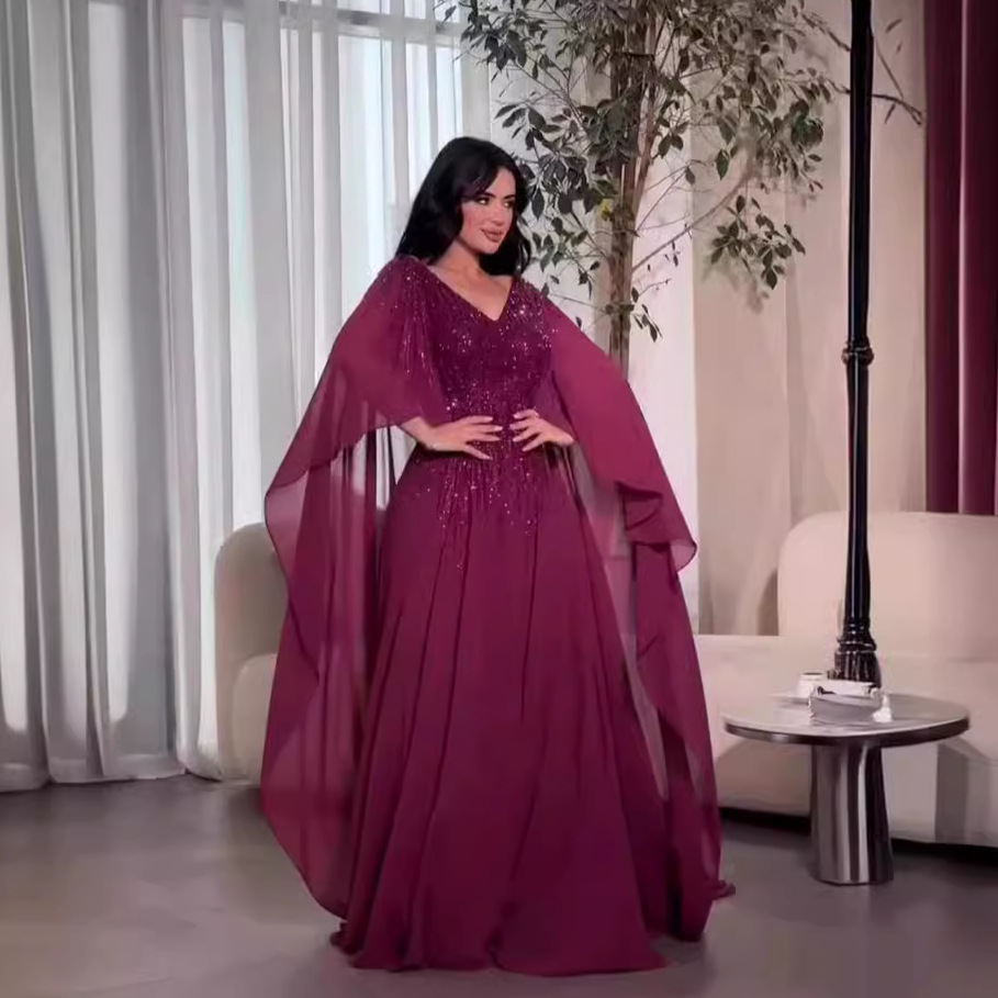 Large V neck Rhinestone High grade Dress Fairy Wine - Shop at LoveMi