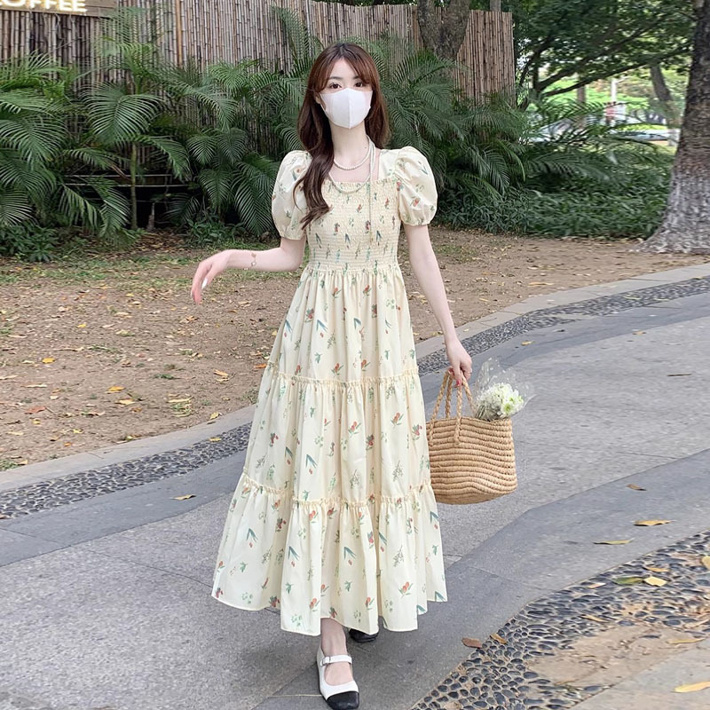 French Square Collar Temperament Dress Waist-tight