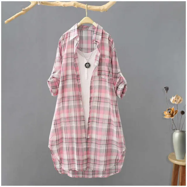 Summer Japanese Sun Protection Shirt Women's Mid length Loose Pink - Shop at LoveMi