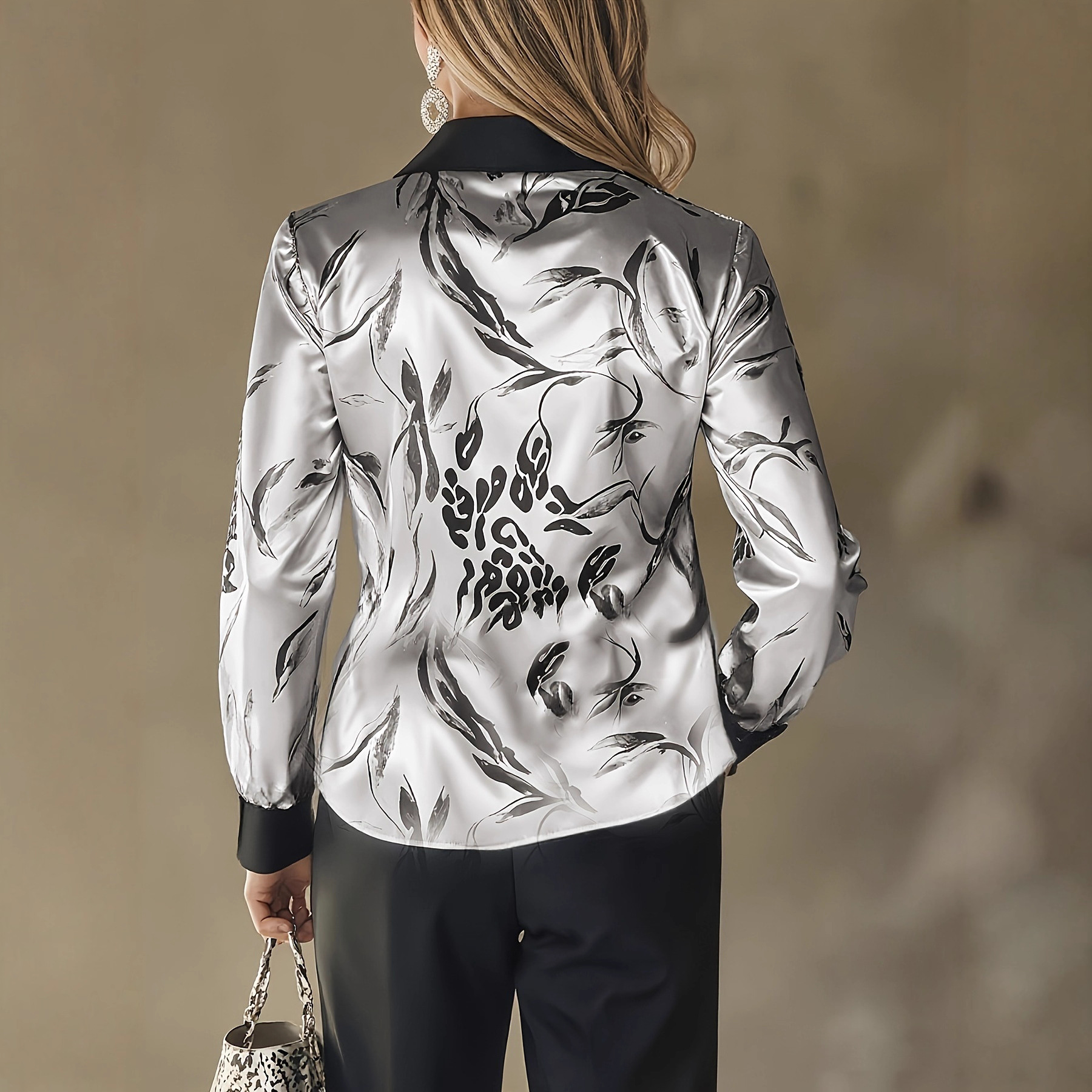 Women's Long-sleeve Shirt With Face-button Print - Image 2
