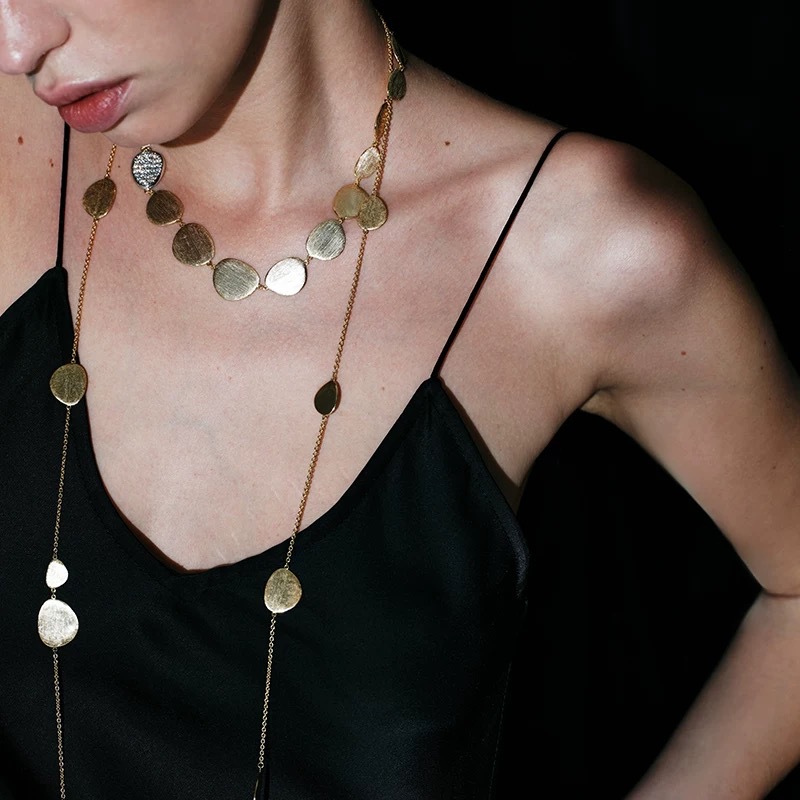Womens Gold-plated Wire-drawing Long Necklace