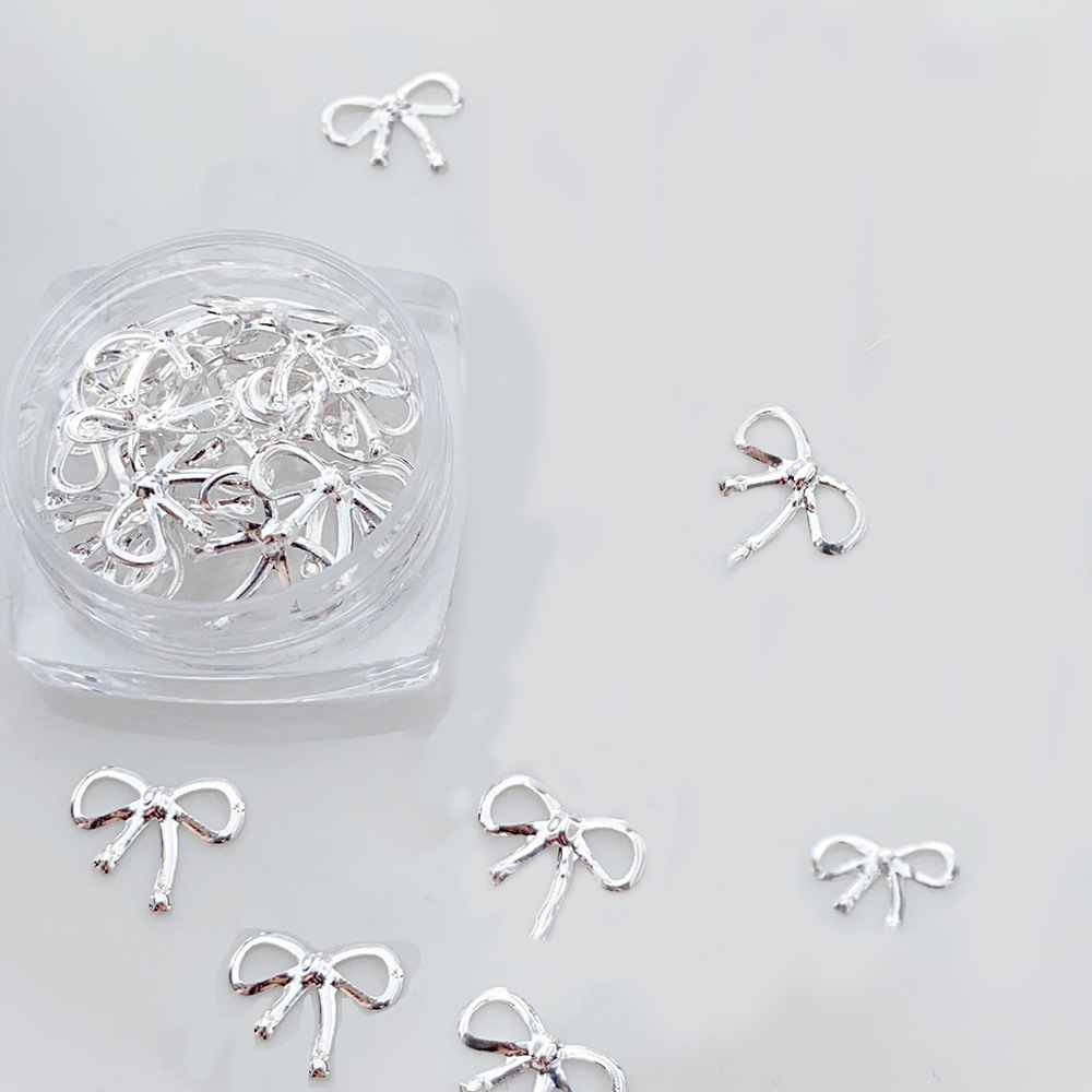 Alloy Bow Nail Ornament Light Luxury Advanced Bow Gold And Silver Nail Accessories 6