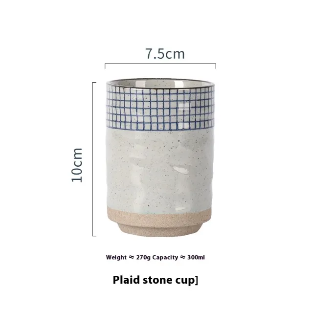 Creative Tea Cup Vintage Ceramic Sushi Cup Plaid - Shop at LoveMi