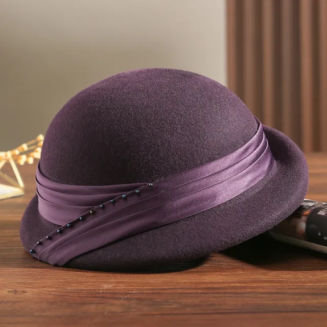 Women's Autumn And Winter Fashion All match Face looking Small British Wool Ptah Beret Purple - Shop at LoveMi
