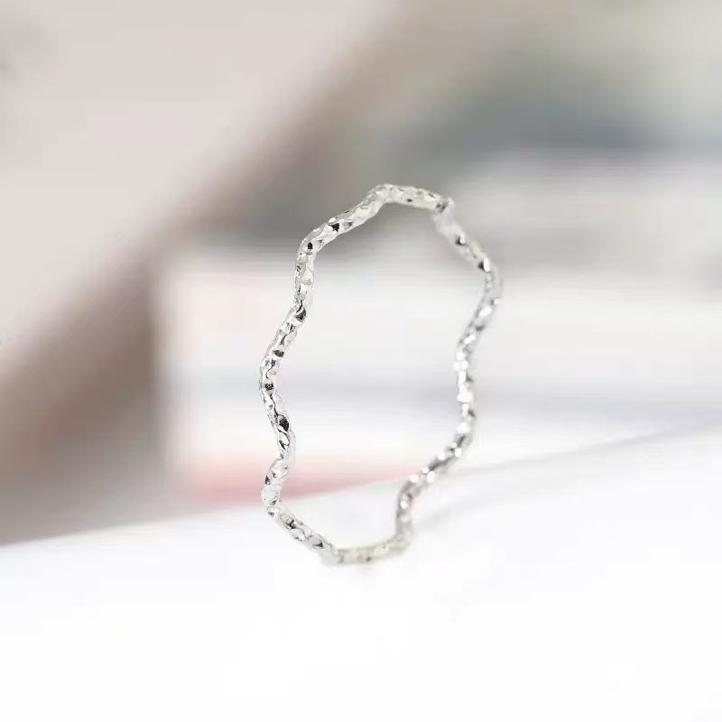 Ring With A Herringbone Pattern Knuckle Ring For The Index Finger Plain Band Plated - Image 5