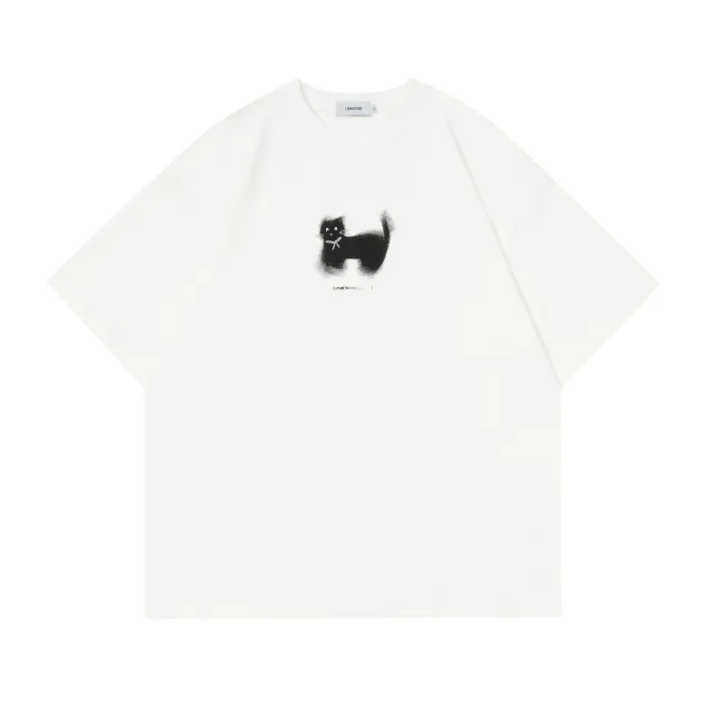Summer Simple Pattern Design Loose High grade Neutral Short sleeved T shirt White - Shop at LoveMi
