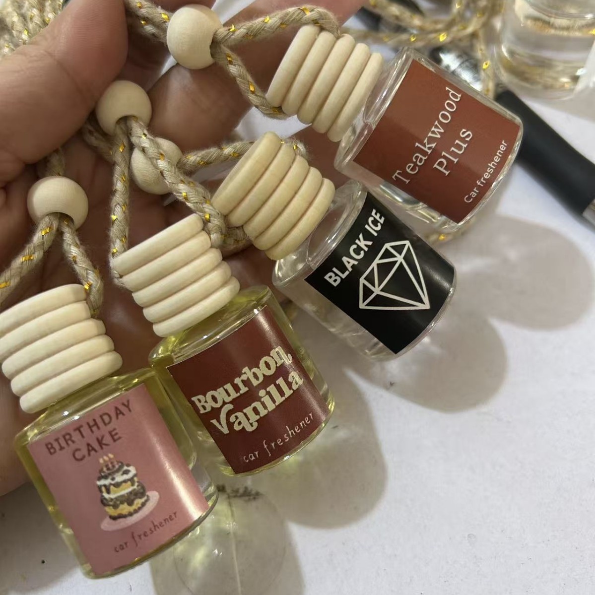 Car Scented Glass Bottle Rearview Mirror Pendant 4