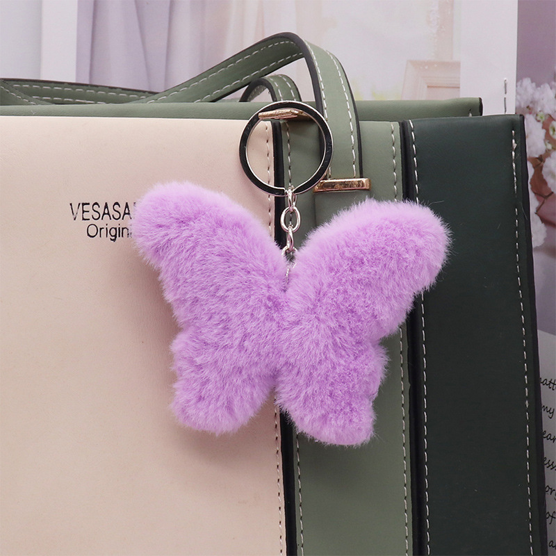 Cute Simple Colorful Love Plush Key Chain Pendant Butterfly