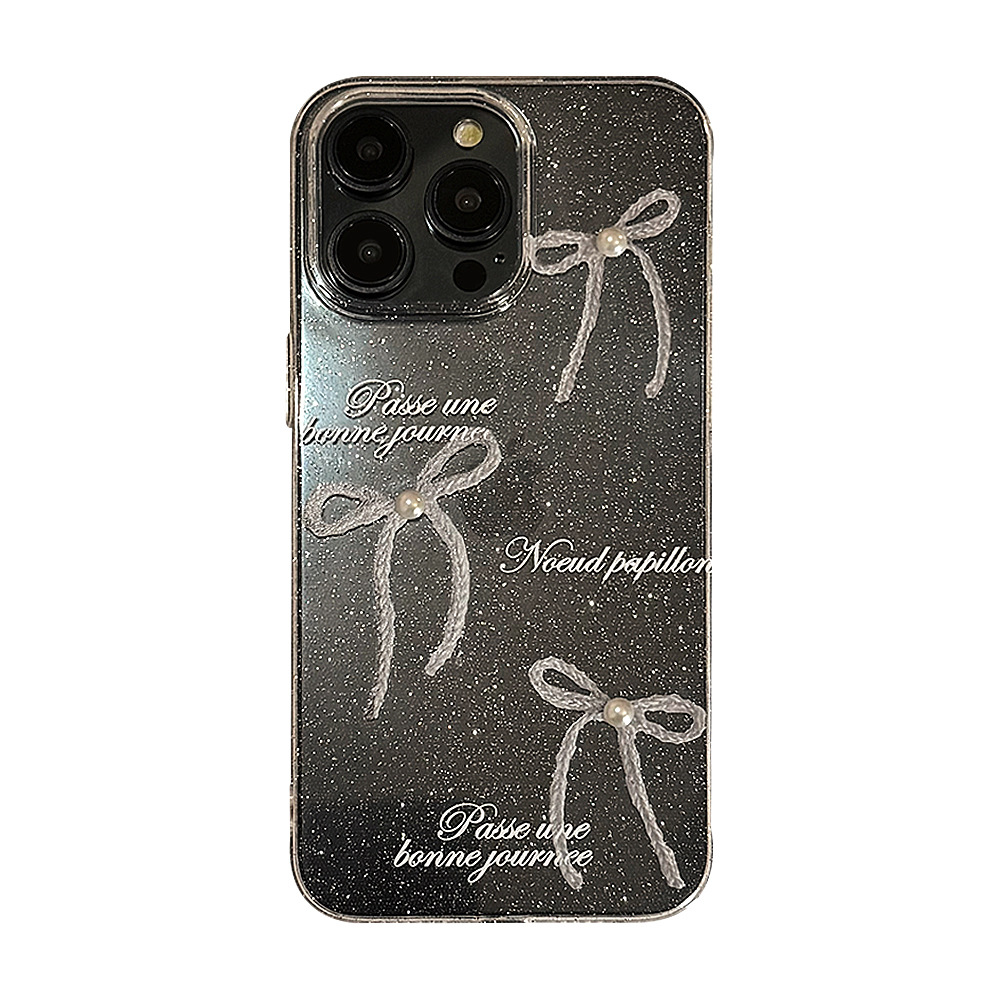 Pearl Bow Phone Case Transparent And Niche