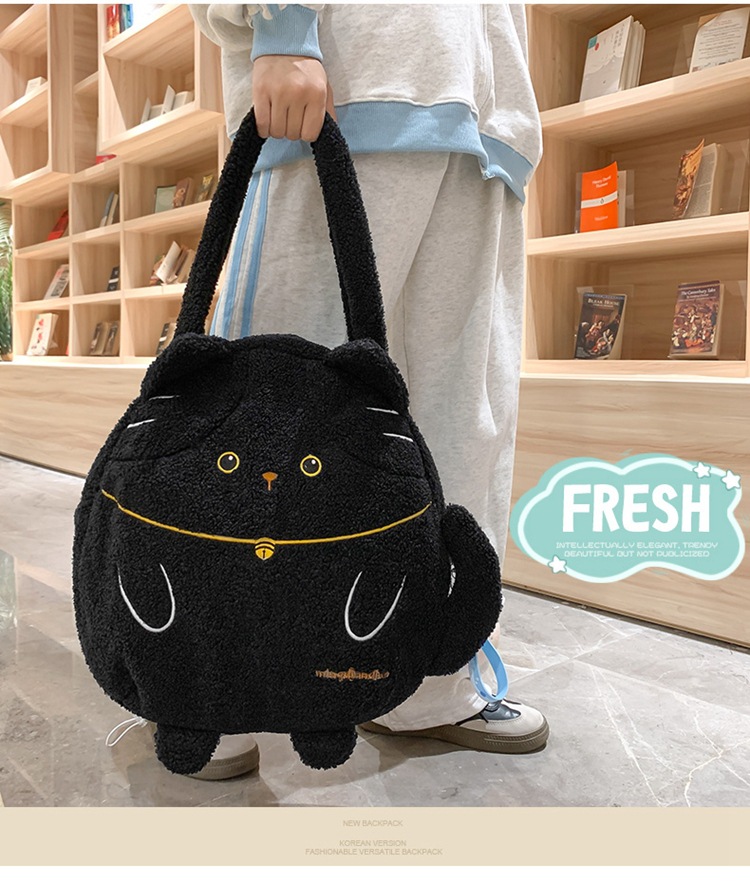 Curly Kitten Cute One-shoulder Large Bag Large Capacity Underarm Bag