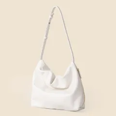 Simple Women's Soft Leather Shoulder Bag Large Capacity - White - View 1