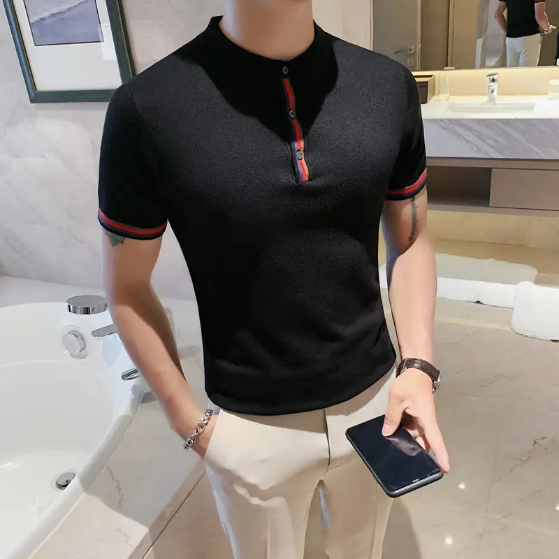 Men's Short Sleeve British Slim-fitting Lapel