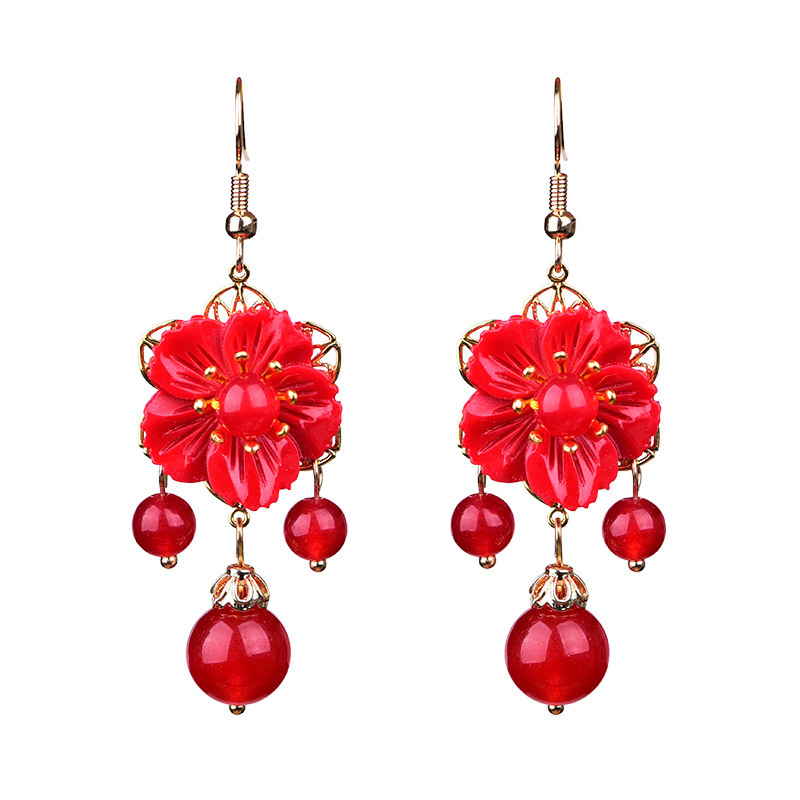 Ethnic Style Court Classical Retro Fashion Chalcedony Earrings