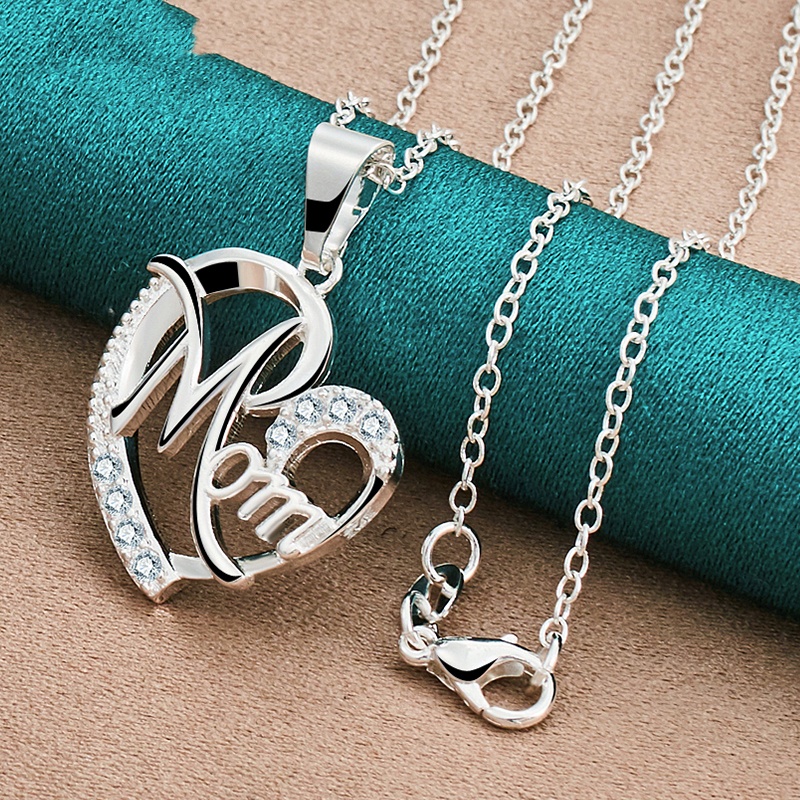 Letter Love Inlaid Zircon Pendant Necklace