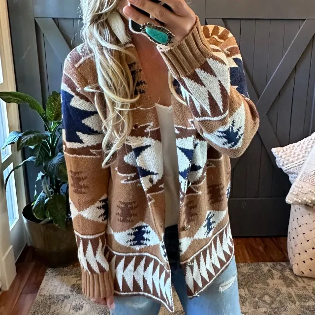 Women's Loose Cardigan Sweater Coat Brown - Shop at LoveMi