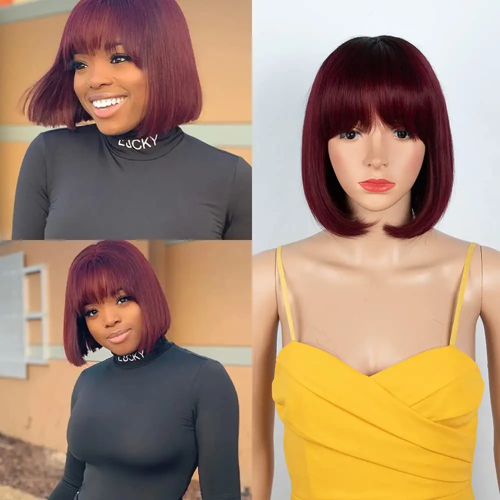 Human Hair Wig Full-head Short Without Lace