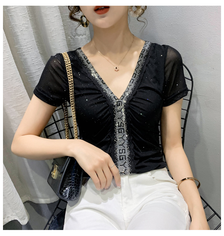 Title 10, Mesh Stitching Hot Diamond Thin Women