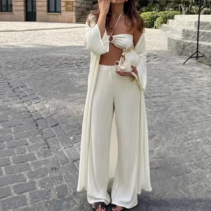 New Casual Long Cardigan Paired With High-waisted Pants