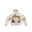 Athletic-style Zip-up Hoodie With Letter Graffiti Print view 6