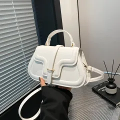 Stylish Minimalist Casual Western-style Small Square Crossbody Or Shoulder Bag - White - View 1